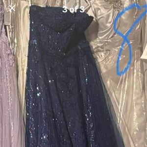 Elegant Navy Blue Strapless Dress